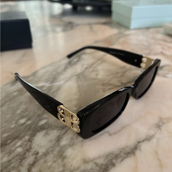 Balenciaga BB0096S 001 Black/Grey Full-Rim Rectangle Women's Sunglasses - Picture 1 of 11
